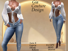"GCD" Pepita Frayed Top Jeans #1
