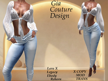 "GCD" Pepita Frayed Top Jeans #2