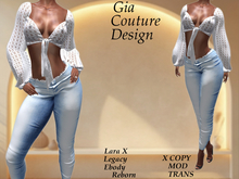 "GCD" Pepita Frayed Top Jeans #4