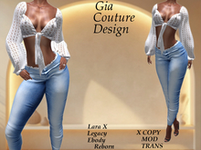 "GCD" Pepita Frayed Top Jeans #6