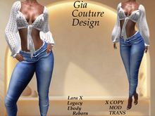 "GCD" Pepita Frayed Top Jeans #7