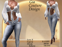 "GCD" Pepita Frayed Top Jeans #9
