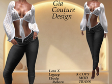 "GCD" Pepita Frayed Top Jeans #10