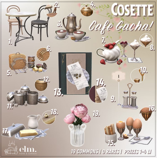 Elm. Cosette Cafe FULL SET GOLD