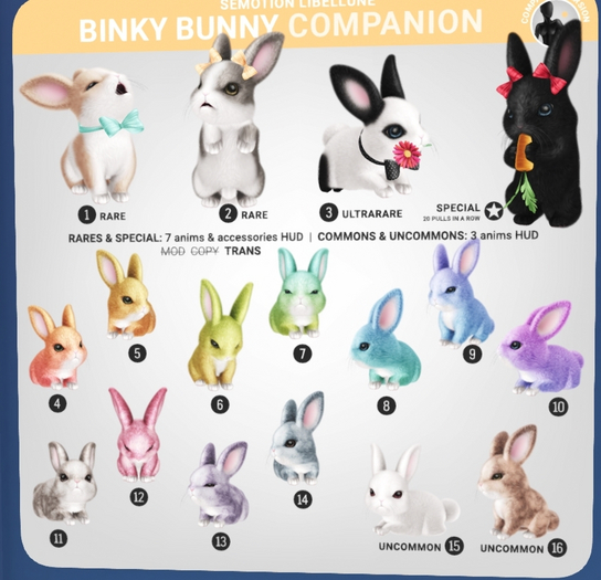 SEmotion Libellune Binky Bunny Companion UNCOMMON 16