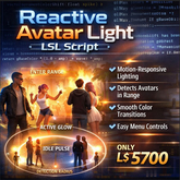 Reactive Avatar Light LSL Script – Smart Movement-Based Dynamic Lighting System for Clubs, Homes & Event
