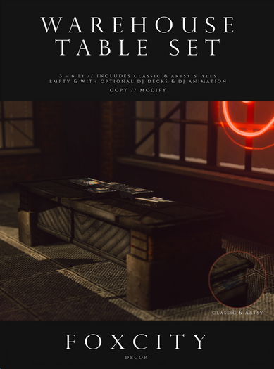 FOXCITY. Decor - Warehouse Table Set