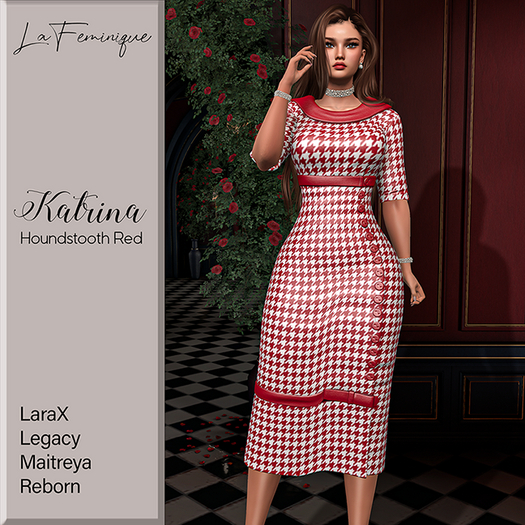 La Feminique Katrina Houndstooth Red