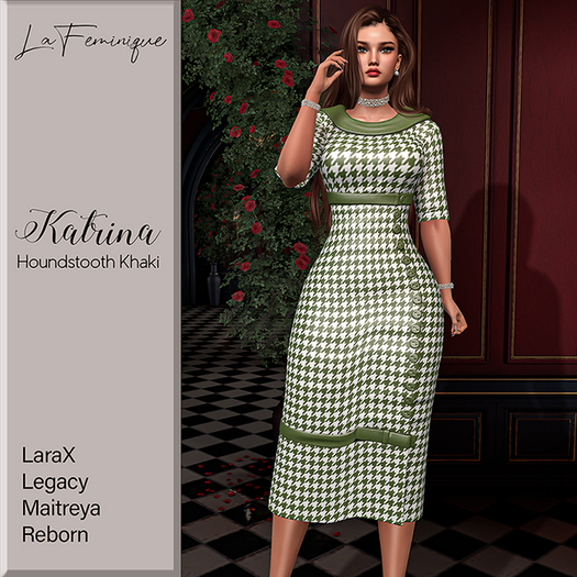 La Feminique Katrina Houndstooth Khaki