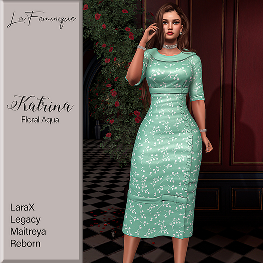 La Feminique Katrina Floral Aqua