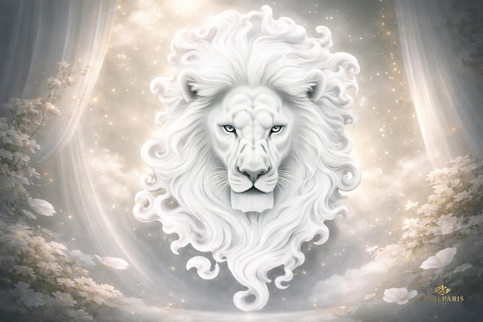 White Lion Wall Art – Majestic Minimalist Animal Sculpture Decor
