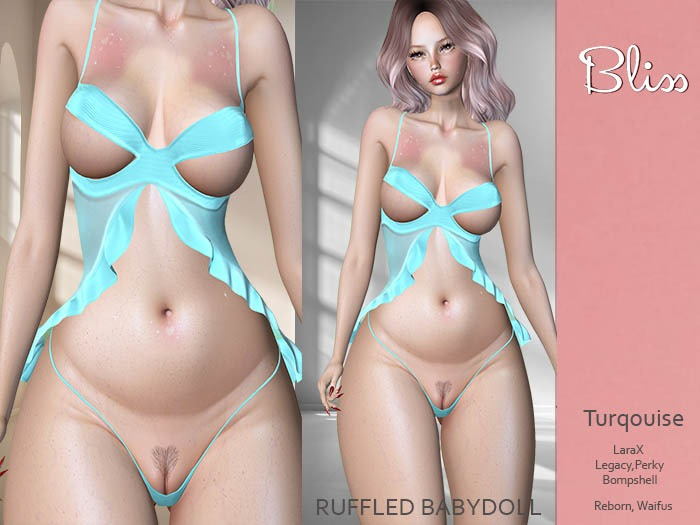 Ruffled Babydoll Set Turqouise
