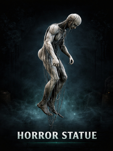 Horror Floating Statue – Animated Rotation – Dark Gothic Decor