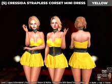 [S] Cressida Strapless Corset Mini Dress Yellow
