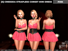 [S] Cressida Strapless Corset Mini Dress Pink