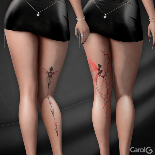[CAROLG] Fairies & Flowers - Back Leg Tattoo - 02 Tattoos 