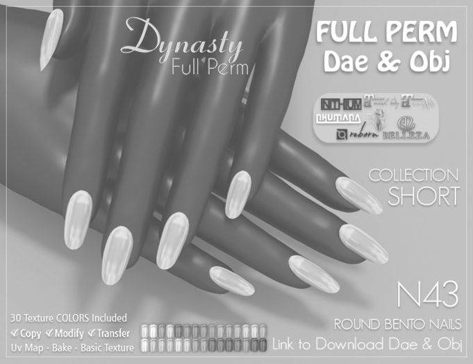 *DEMO* Dynasty - Nails BENTO Round Short N43 Dae & Obj