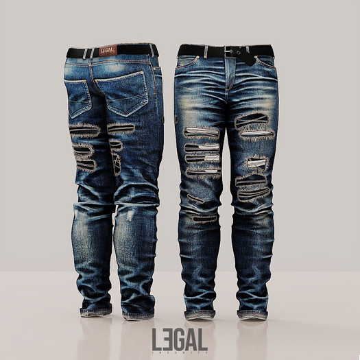 Legal Insanity - James bleached blue ripped denims