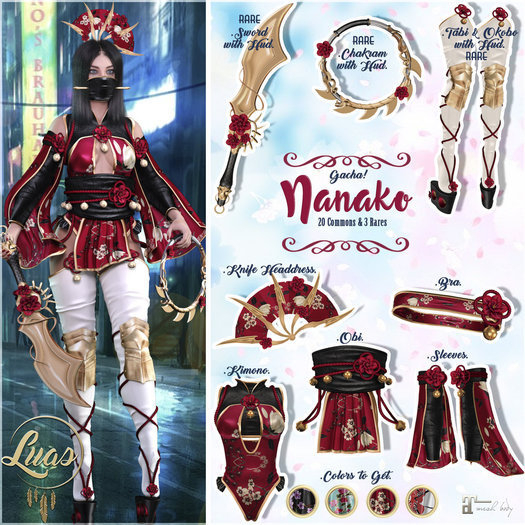 Luas Nanako Obi Blue & Pink