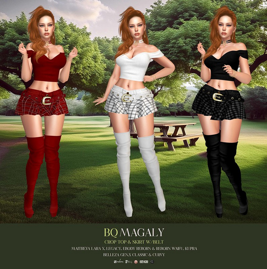 BQ::Magaly Skirt w/Belt:: Beige/Check 