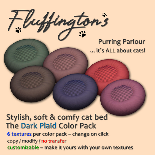 Fluffingtons Cozy Catbed Dark Plaids