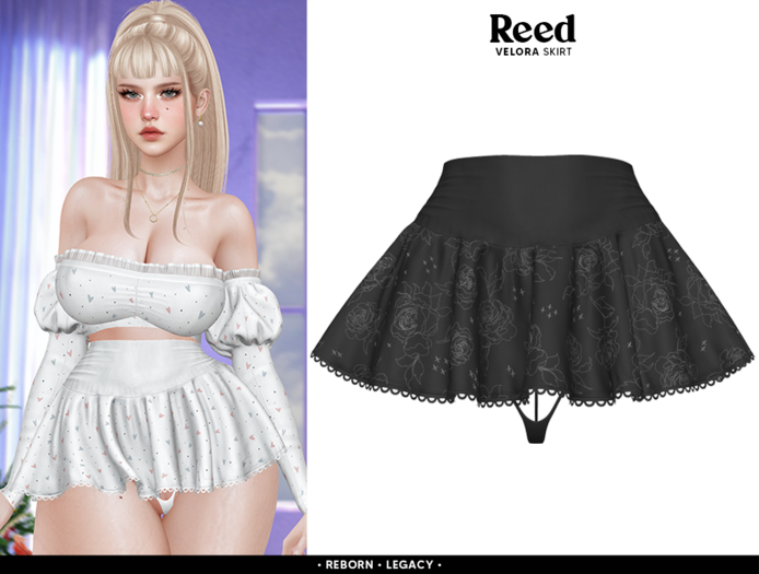 REED - VELORA SKIRT BLACK ROSES