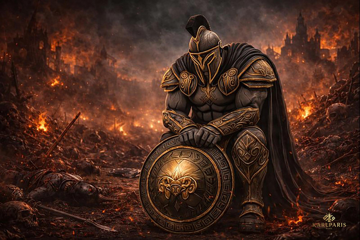 Spartan Guardian – Mythic Warrior Shield Statue