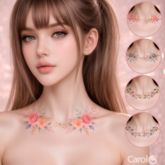 [CAROLG] Floral Collarbone Tattoo – 4 Options – Color / Tintable – BOM