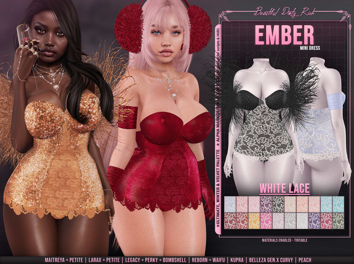 *B.D.R.* Ember -Mini Dress- (White Lace)
