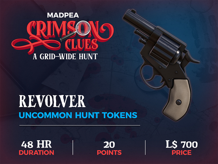 Revolver Token Second Life Marketplace - MadPea Crimson Clues Token: Revolver