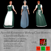 Avondale Renaissance Working Class Woman Closed Bodice (boxed)