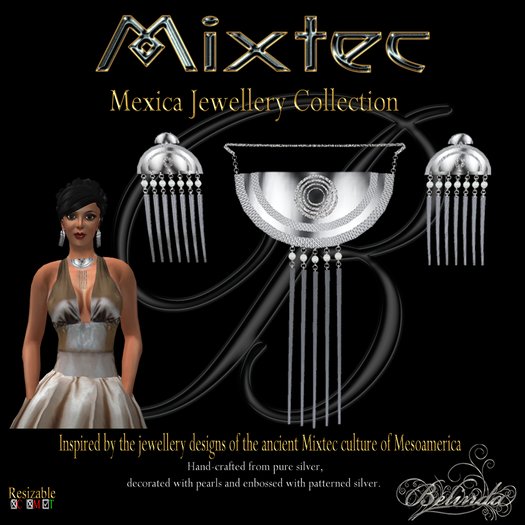 Mixtec - Necklace & Earring Set - Silver