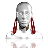 MAJESTY - Tassle Earrings & Neck Brace [Red]