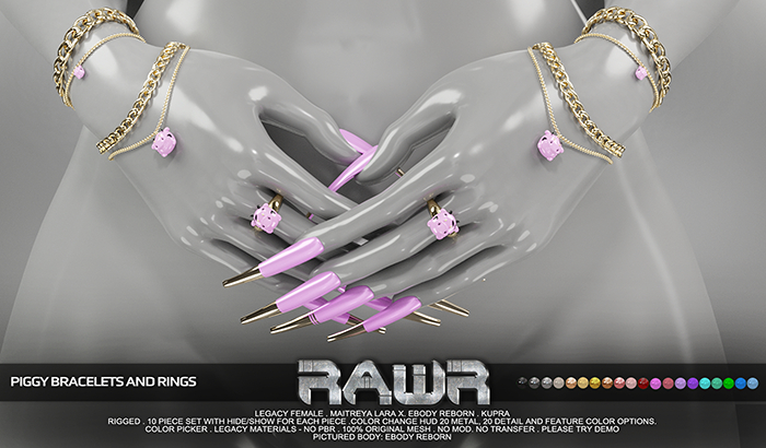 RAWR! Piggy Bracelets and Rings DEMO (add me)