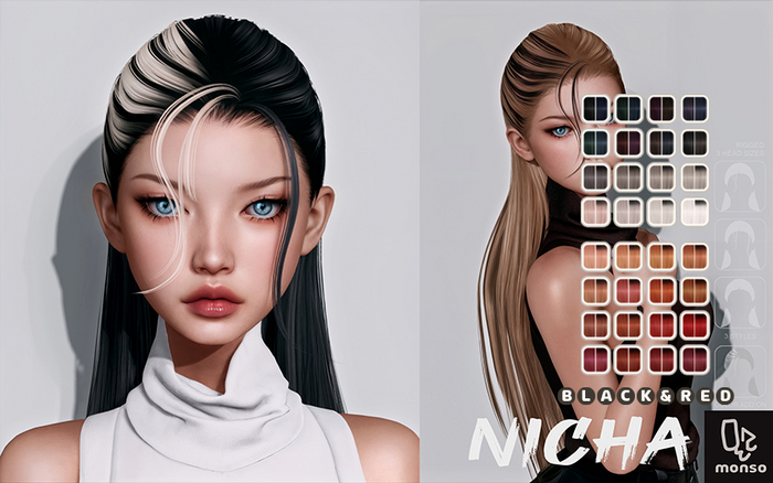 [monso] Nicha Hair /Black & Red