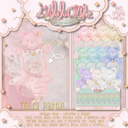 {Ribbons} Teddy Rattle {Box}