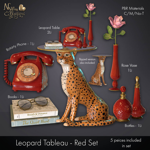 (NO) Leopard Tableau Set - Red
