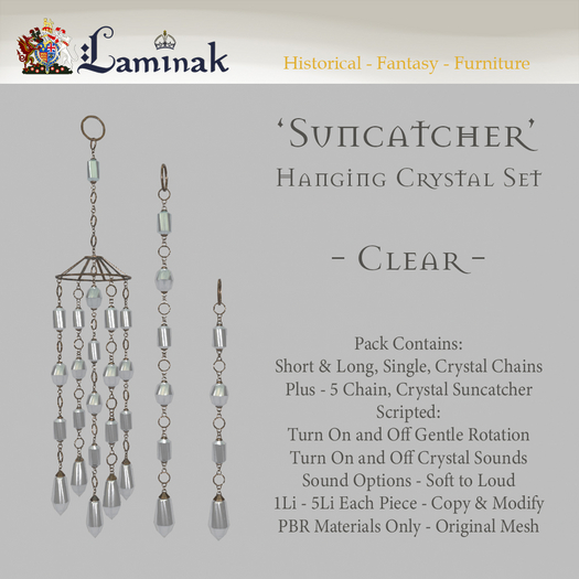  - Laminak - Suncatcher/Windchime - Clear Set - Includes Sound and Rotation