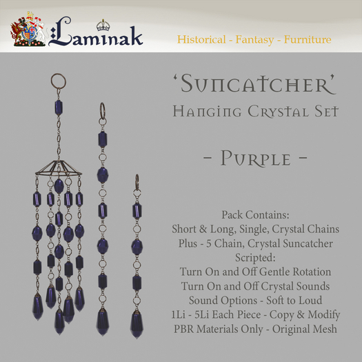  - Laminak - Suncatcher/Windchime - Purple Set - Includes Sound and Rotation