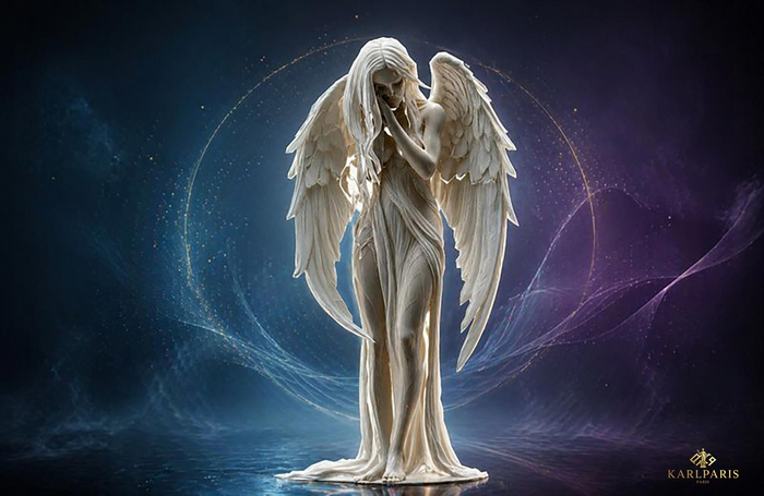Elegant Angel Sculpture – Serene Marble Style Female Figure