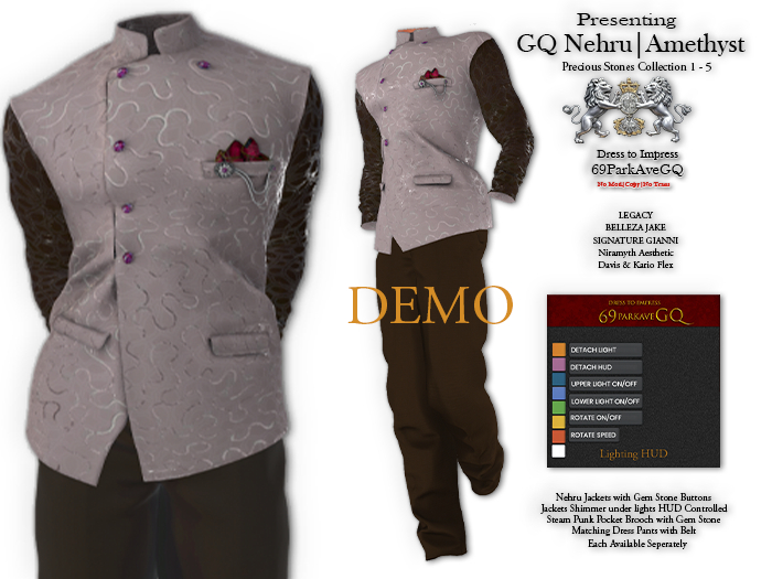 * DEMO 69ParkAveGQ Nehru Collection  - Amethyst