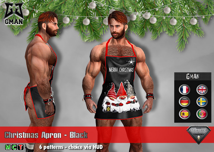 [GMan] CH - Christmas Apron (Black) Aesthetic