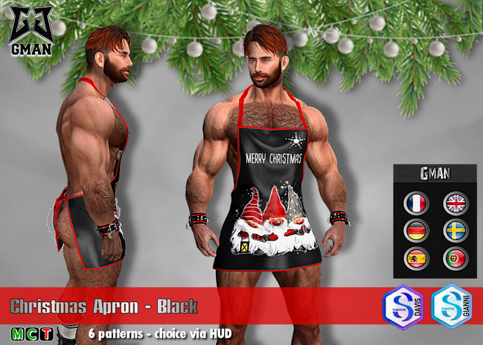 [GMan] CH - Christmas Apron (Black) Signature