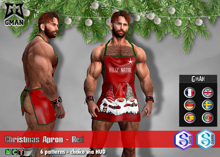 [GMan] CH - Christmas Apron (Red) Signature