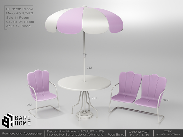 [BARI HOME] Outdoor Patio Mermaid Set -  Lilac