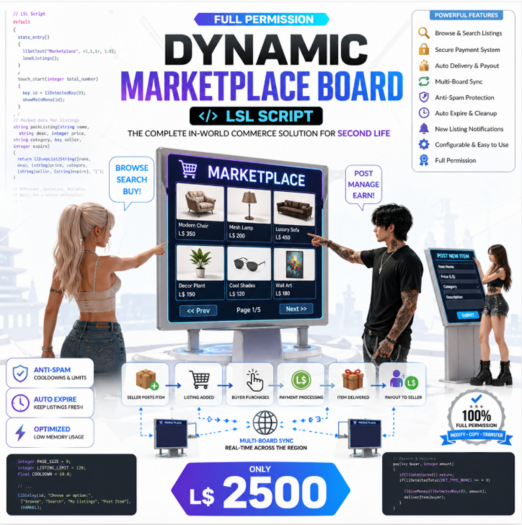 Second Life Marketplace - Dynamic Marketplace Board LSL Script for ...