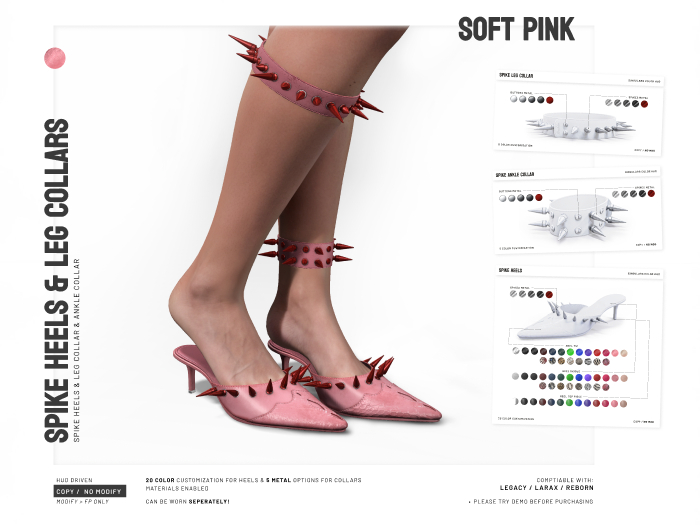 BASHKA - Spike Heels & Leg Collars (Soft Pink)