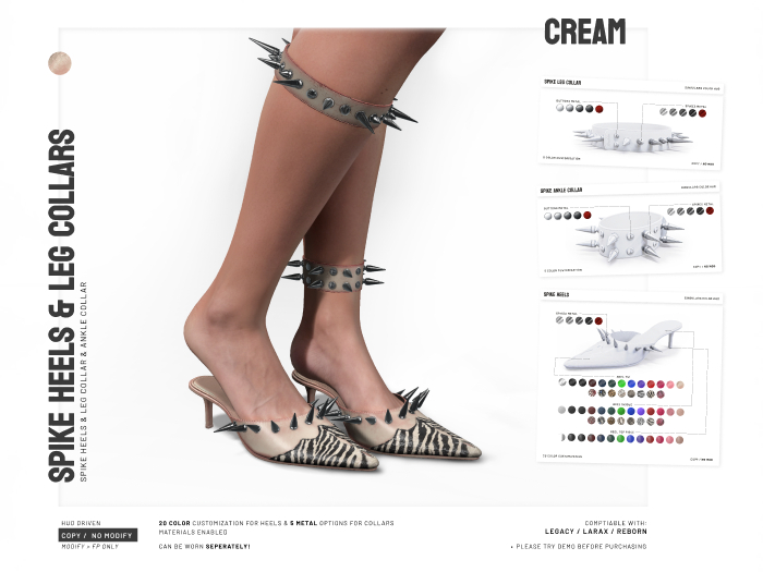 BASHKA - Spike Heels & Leg Collars (Cream)