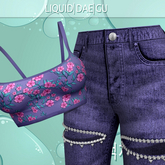 LARAX OUTFIT Jeans Top Floral Lilac