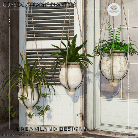 DD Coastal Ceramic Planters Set LAZY SUNDAY 99L